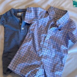 Plaid and Solid Blue Kids Button Down Shirts